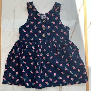 Vintage Girls Floral Corduroy Overall Dress